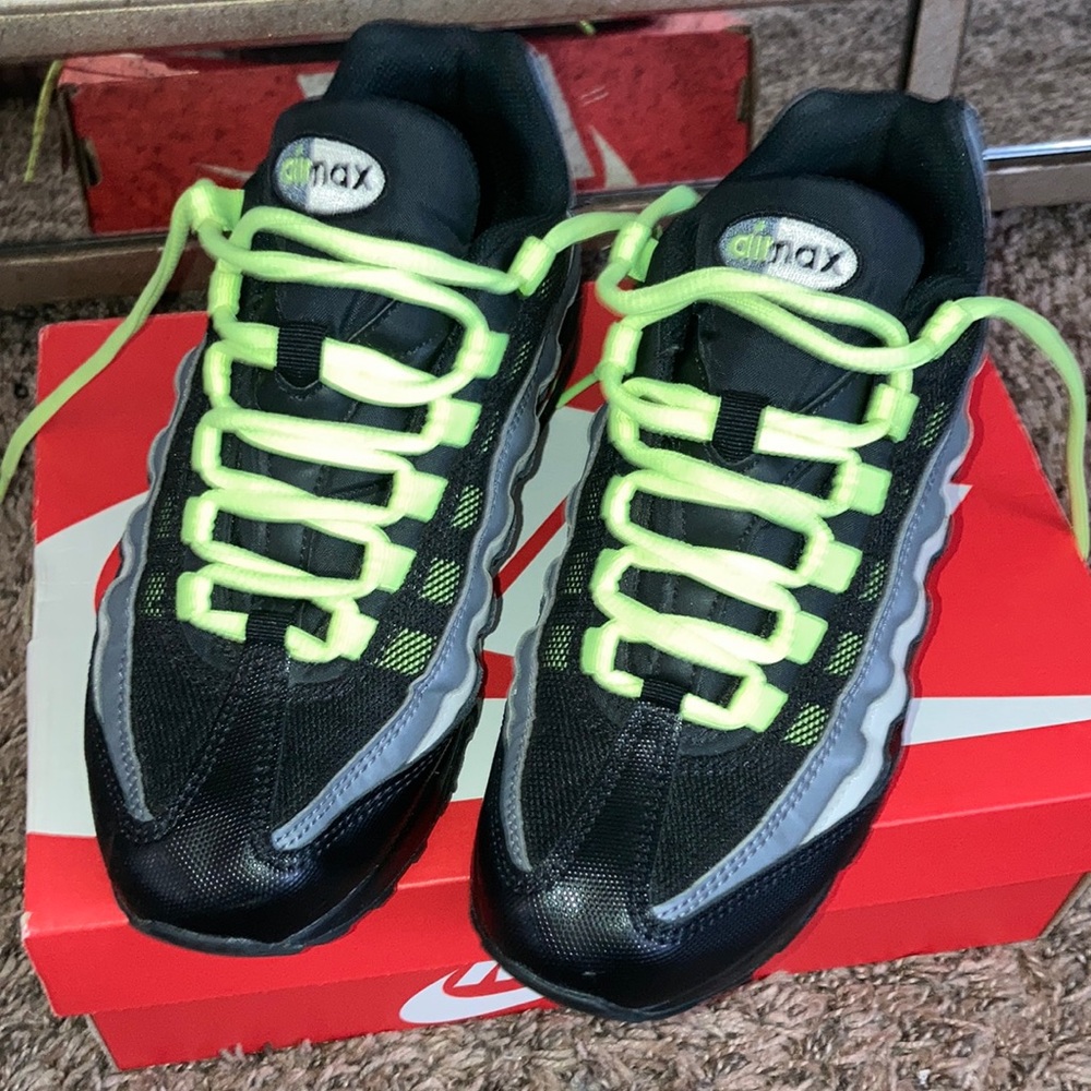 Nike Kids Air Max Sneakers Black and Neon Green